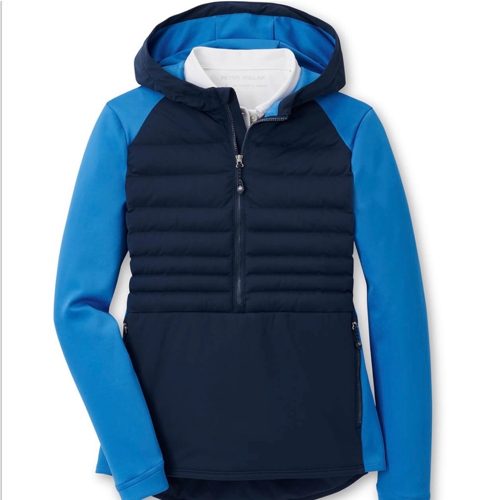 Peter Millar Women's Navy / Abaco Blue Hooded Merge Half-Zip